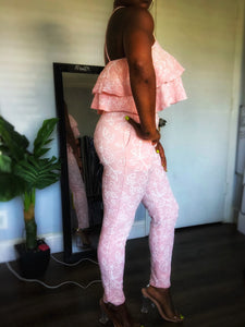 Soft Pink Floral pants Set